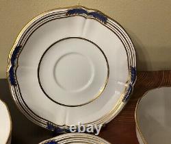 Copeland Spode Stafford Blue Leaf 2 Sets Cup Saucer Gold Trim. 4 Sets Available