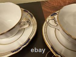 Copeland Spode Stafford Blue Leaf 2 Sets Cup Saucer Gold Trim. 4 Sets Available