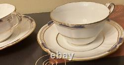 Copeland Spode Stafford Blue Leaf 2 Sets Cup Saucer Gold Trim. 4 Sets Available