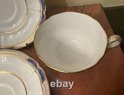 Copeland Spode Stafford Blue Leaf 2 Sets Cup Saucer Gold Trim. 4 Sets Available
