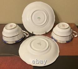 Copeland Spode Stafford Blue Leaf 2 Sets Cup Saucer Gold Trim. 4 Sets Available