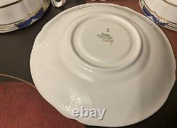 Copeland Spode Stafford Blue Leaf 2 Sets Cup Saucer Gold Trim. 4 Sets Available
