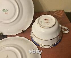 Copeland Spode Stafford Blue Leaf 2 Sets Cup Saucer Gold Trim. 4 Sets Available