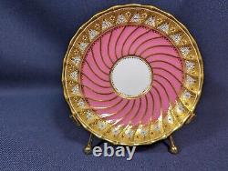 Copelands Ovington Bros Brooklyn Handpainted Pink Gold Art Deco Cup Saucer 1900s