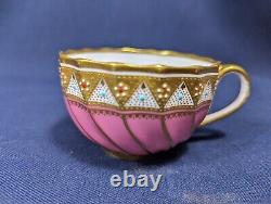Copelands Ovington Bros Brooklyn Handpainted Pink Gold Art Deco Cup Saucer 1900s