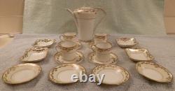 Coronet Ware Germany 1800s Porcelain & Gold Tea Pot / Cups / Saucers / Plates