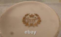 Coronet Ware Germany 1800s Porcelain & Gold Tea Pot / Cups / Saucers / Plates