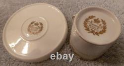 Coronet Ware Germany 1800s Porcelain & Gold Tea Pot / Cups / Saucers / Plates