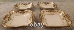 Coronet Ware Germany 1800s Porcelain & Gold Tea Pot / Cups / Saucers / Plates