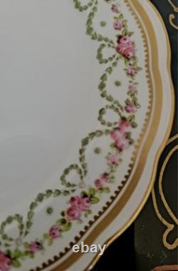 Crescent George Jones Cup & Saucer Trio 4 Set 12 Pcs Gold Gilt Rose Floral Swags