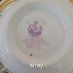 Crescent George Jones Cup & Saucer Trio 4 Set 12 Pcs Gold Gilt Rose Floral Swags