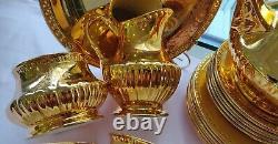 Crown Devon Fieldings Victoriana Gold High Relief Lustreware Tea Set Vintage