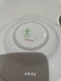 Crown Staffordshire Cobalt Blue Gilded Pattern 2 x Cup & Saucers Midcentury