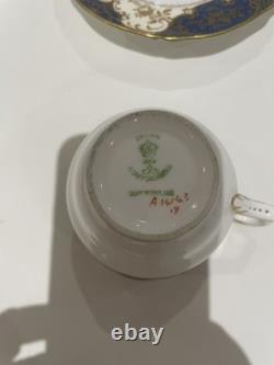 Crown Staffordshire Cobalt Blue Gilded Pattern 2 x Cup & Saucers Midcentury