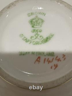 Crown Staffordshire Cobalt Blue Gilded Pattern 2 x Cup & Saucers Midcentury