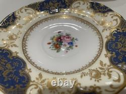 Crown Staffordshire Cobalt Blue Gilded Pattern 2 x Cup & Saucers Midcentury
