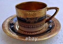 Cup Saucer Gold Gilding Pirkenhammer Czechoslovakia Vintage Porcelain Decorative