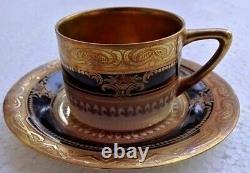 Cup Saucer Gold Gilding Pirkenhammer Czechoslovakia Vintage Porcelain Decorative