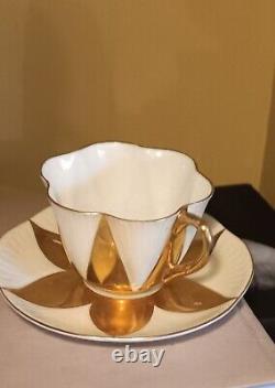 Cup saucer Shelley gold Harlequin bone china art deco