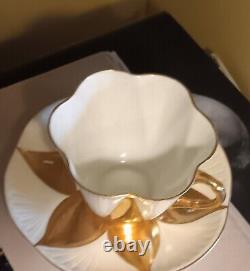 Cup saucer Shelley gold Harlequin bone china art deco