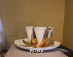 Cup saucer Shelley gold Harlequin bone china art deco