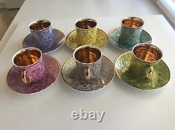 Cups and Saucers Demitasse Josefina Loucky antique Set with gold trimmings