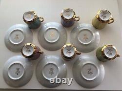 Cups and Saucers Demitasse Josefina Loucky antique Set with gold trimmings