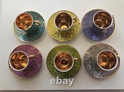 Cups and Saucers Demitasse Josefina Loucky antique Set with gold trimmings