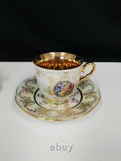 Czech Republic Gold Gilded Luster Tea Cup And Saucer Rucni Prace Set of 6