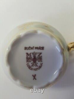 Czech Republic Gold Gilded Luster Tea Cup And Saucer Rucni Prace Set of 6