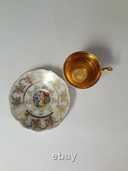 Czech Republic Gold Gilded Luster Tea Cup And Saucer Rucni Prace Set of 6