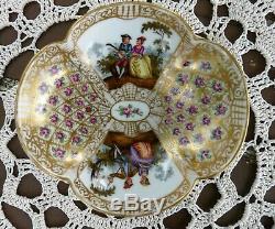 DRESDEN Helena Wolfsohn MEISSEN Augusta Rex WATTEAU Quatrefoil CUP & SAUCER SET