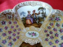 DRESDEN Helena Wolfsohn MEISSEN Augusta Rex WATTEAU Quatrefoil CUP & SAUCER SET