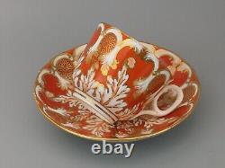 Davenport Cup and Saucer Rococo-style Orange and Gold Pattern 2144