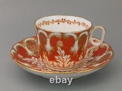 Davenport Cup and Saucer Rococo-style Orange and Gold Pattern 2144