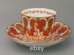 Davenport Cup and Saucer Rococo-style Orange and Gold Pattern 2144