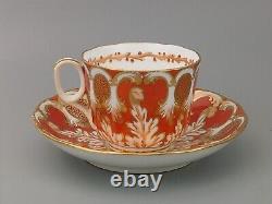 Davenport Cup and Saucer Rococo-style Orange and Gold Pattern 2144