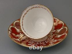 Davenport Cup and Saucer Rococo-style Orange and Gold Pattern 2144