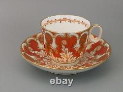 Davenport Cup and Saucer Rococo-style Orange and Gold Pattern 2144