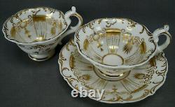 Davenport Gold Floral Scrollwork Tea Cup Coffee Cup & Saucer Trio C. 1835-1840 B