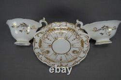 Davenport Gold Floral Scrollwork Tea Cup Coffee Cup & Saucer Trio C. 1835-1840 B