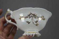 Davenport Gold Floral Scrollwork Tea Cup Coffee Cup & Saucer Trio C. 1835-1840 B