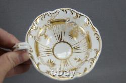 Davenport Gold Floral Scrollwork Tea Cup Coffee Cup & Saucer Trio C. 1835-1840 B