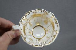 Davenport Gold Floral Scrollwork Tea Cup Coffee Cup & Saucer Trio C. 1835-1840 B