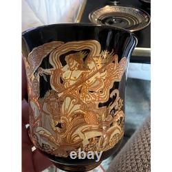 Demitasse Cups/Saucers Hand Made Greece Set of 6-Black With24K Gold, Greek Art