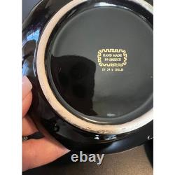 Demitasse Cups/Saucers Hand Made Greece Set of 6-Black With24K Gold, Greek Art