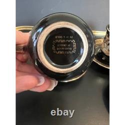 Demitasse Cups/Saucers Hand Made Greece Set of 6-Black With24K Gold, Greek Art