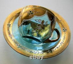 Demitasse cups and saucers Moser Art Glass from Russia, 1800's