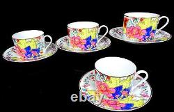 Design Guild Tobacco Leaf Pattern 5087 Gold Trim 8 Piece 2 3/8 Cups & Saucers