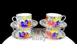 Design Guild Tobacco Leaf Pattern 5087 Gold Trim 8 Piece 2 3/8 Cups & Saucers